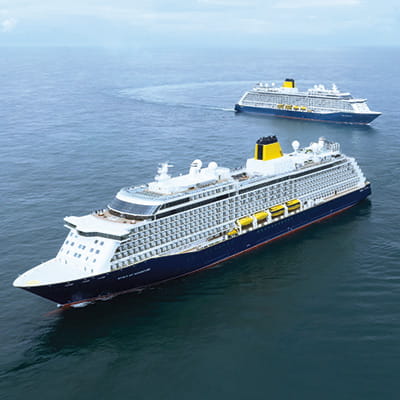 Spirit of Adventure and Spirit of Discovery at sea